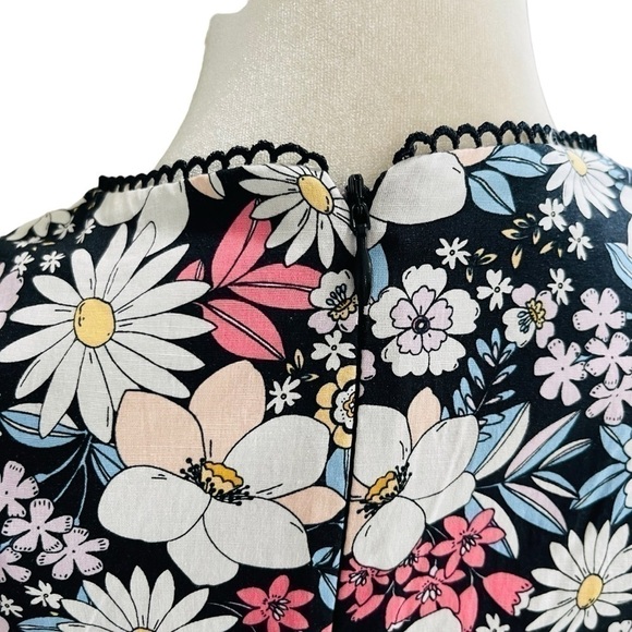 Rachel Parcell Size Small Black Floral Cotton Puff Sleeve Retro Minidress NWT - Picture 10 of 16